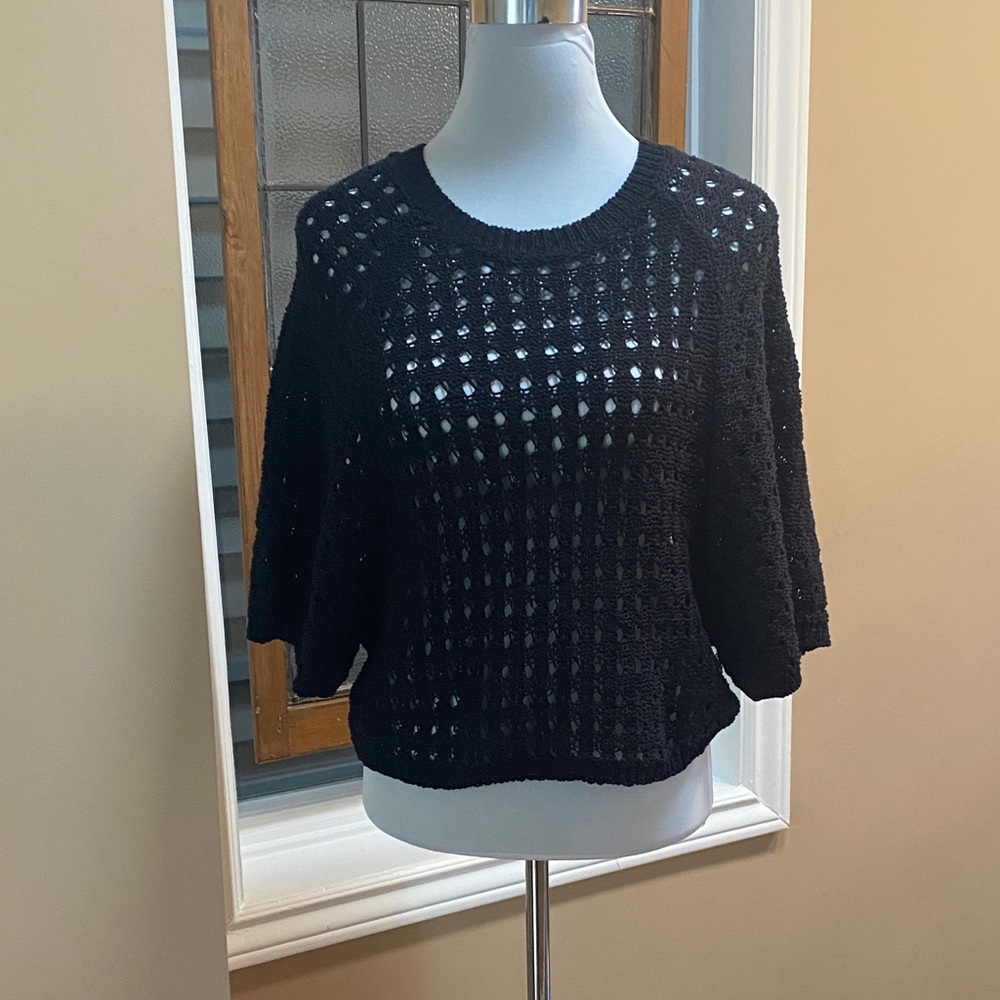 BCBG Black Knit Sweater with 3/4 sleeves